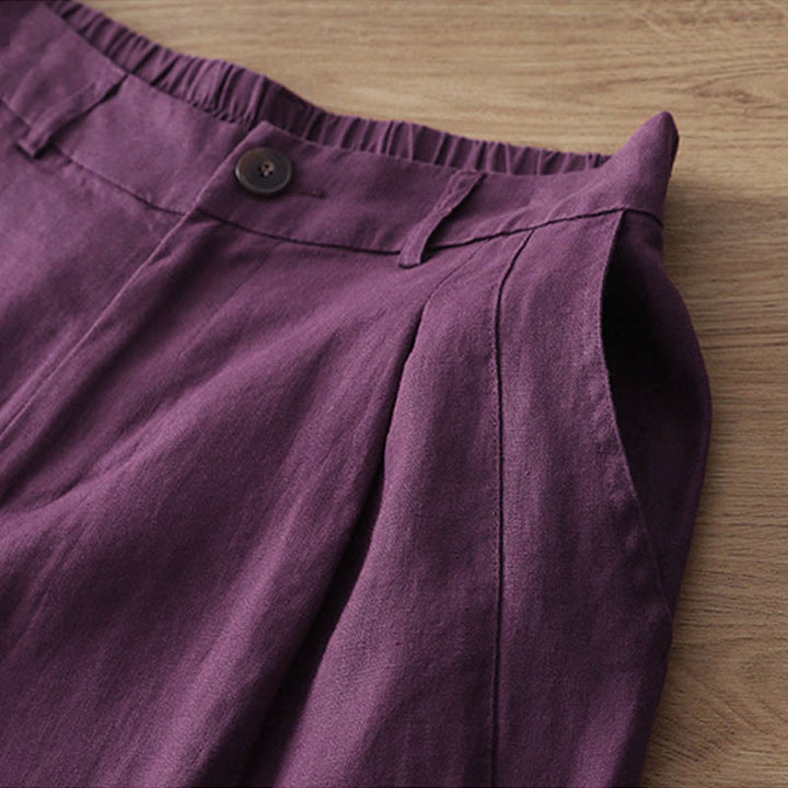 Pantalones anchos de algodón con cremallera y bolsillos para mujer de Buddha Stones para otoño - image 32