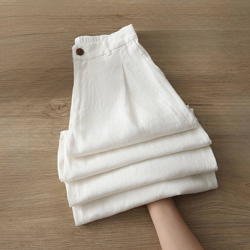 Pantalones anchos de algodón con cremallera y bolsillos para mujer de Buddha Stones para otoño - Blanco - US12, UK/AU16, EU44 (2XL) - image 5