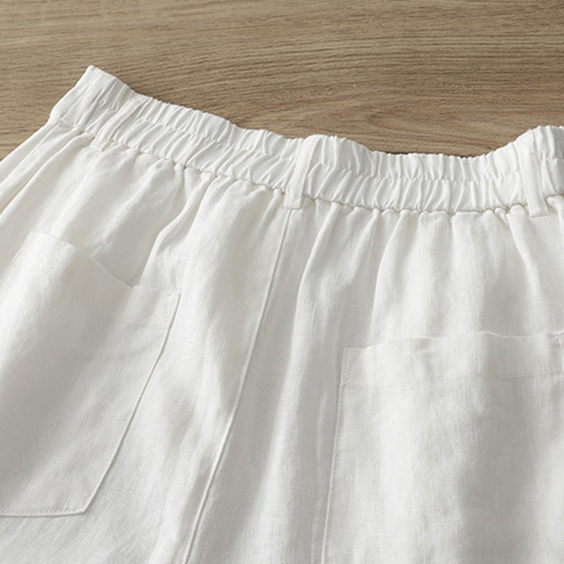 Pantalones anchos de algodón con cremallera y bolsillos para mujer de Buddha Stones para otoño - image 9