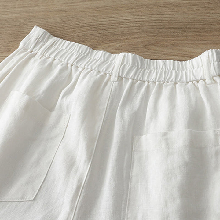 Pantalones anchos de algodón con cremallera y bolsillos para mujer de Buddha Stones para otoño - image 9