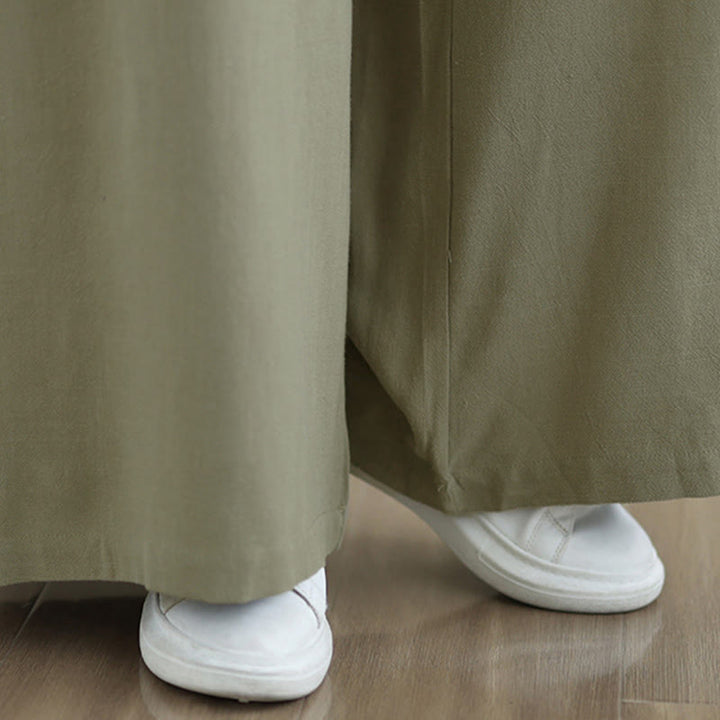 Pantalones anchos hasta el tobillo con bolsillos y cordón de algodón y lino para mujer de Buddha Stones - image 9