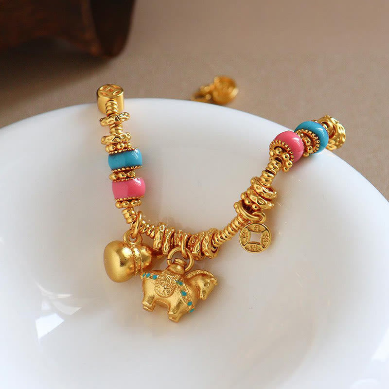 Pulsera de equilibrio de cobre con monedas de cobre y calabaza del Año del Caballo con Buddha Stones - image 4