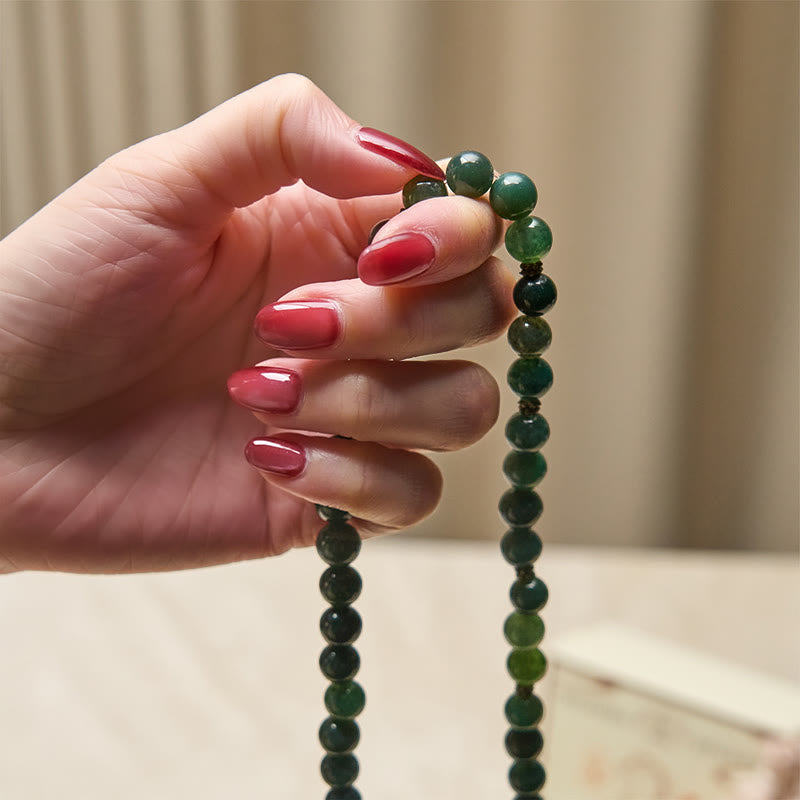 Buddha Stones con símbolo de loto, cuentas redondas de ágata musgosa, mala curativo - image 4