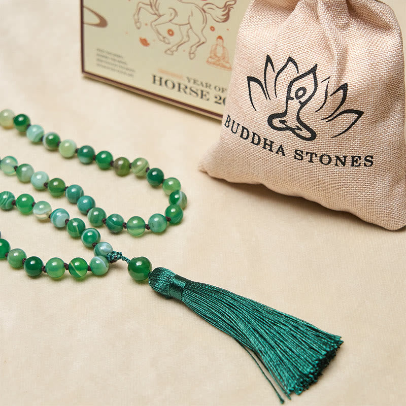 Pulsera protectora con borlas de malaquita y cuentas de Buddha Stones - image 5