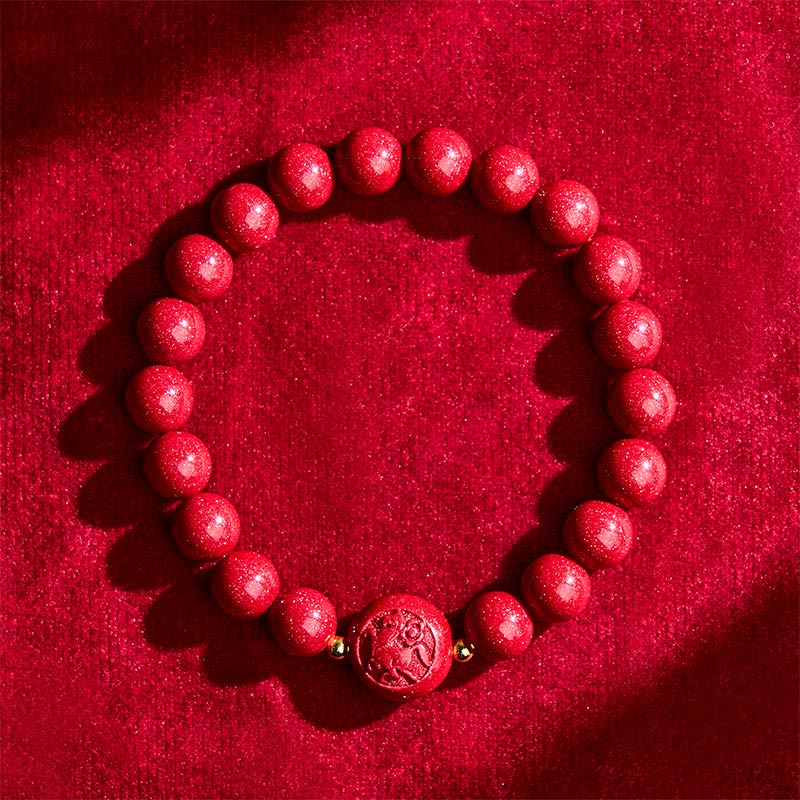 Pulsera de bendición pacífica con Buddha Stones, año del caballo, tallada en cinabrio - image 3