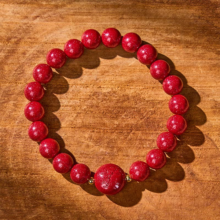 Pulsera de bendición pacífica con Buddha Stones, año del caballo, tallada en cinabrio - image 2