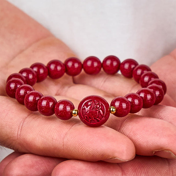 Pulsera de bendición pacífica con Buddha Stones, año del caballo, tallada en cinabrio - image 4