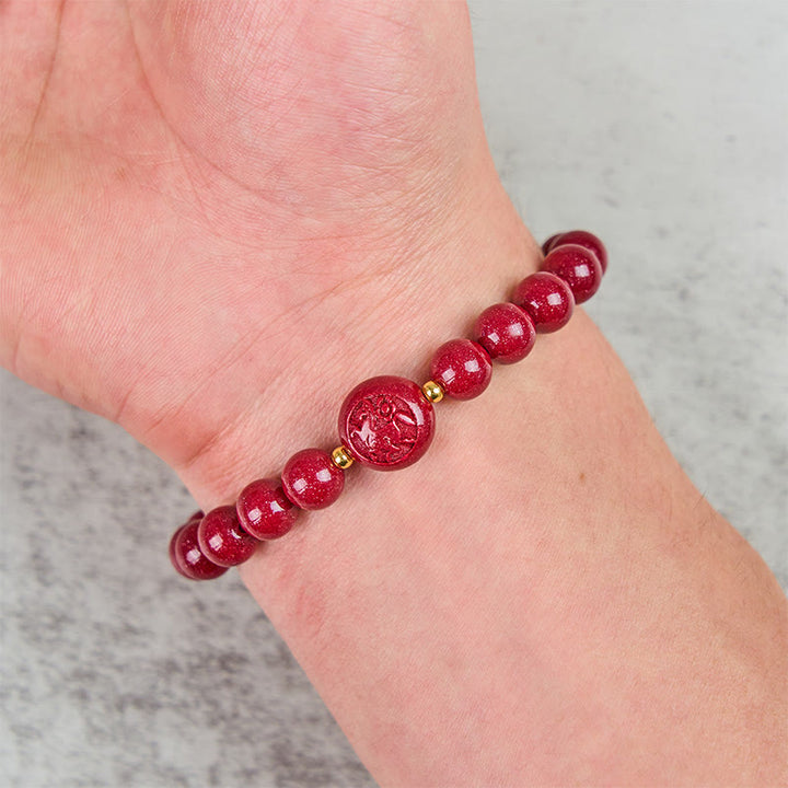 Pulsera de bendición pacífica con Buddha Stones, año del caballo, tallada en cinabrio - image 5