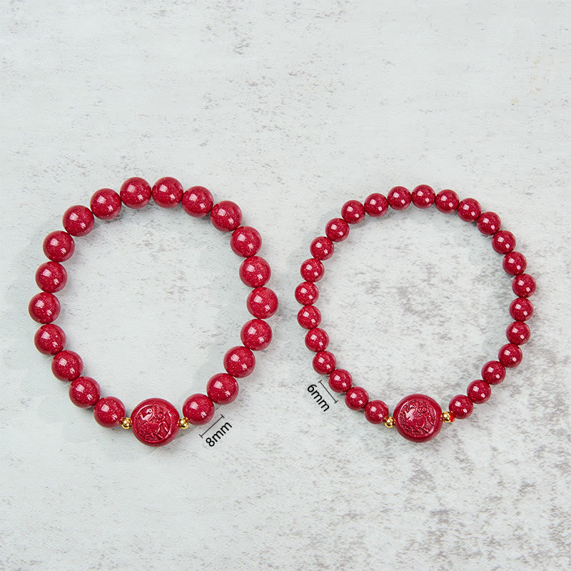 Pulsera de bendición pacífica con Buddha Stones, año del caballo, tallada en cinabrio - image 7