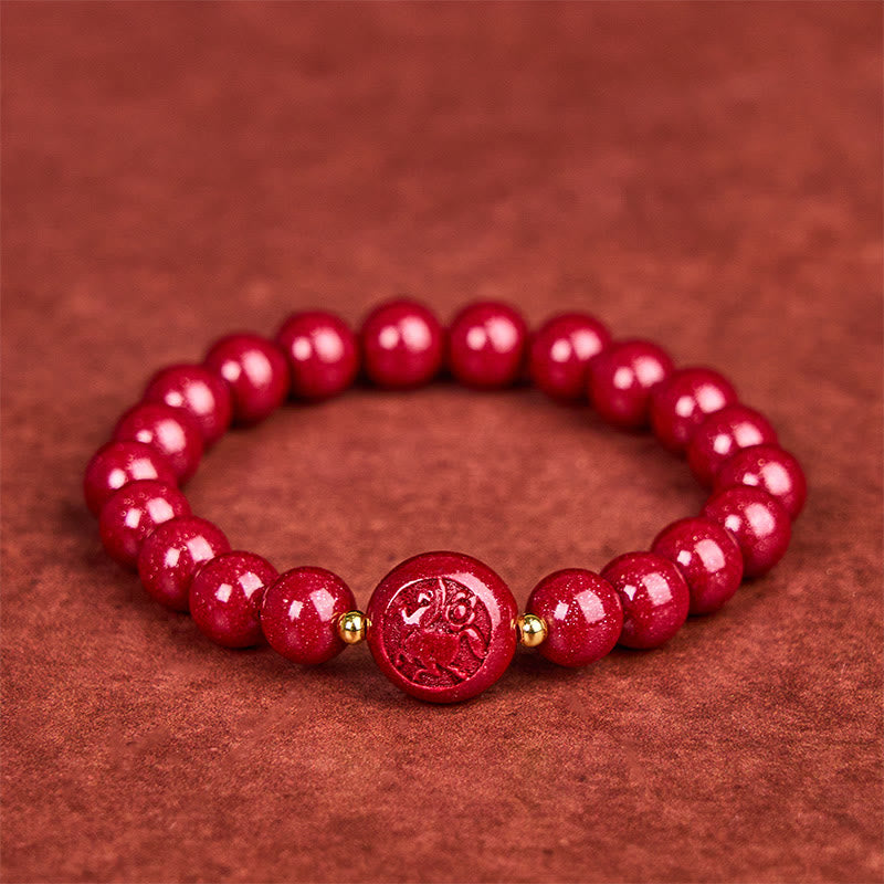 Pulsera de bendición pacífica con Buddha Stones, año del caballo, tallada en cinabrio - Caballo de 8 mm - image 0