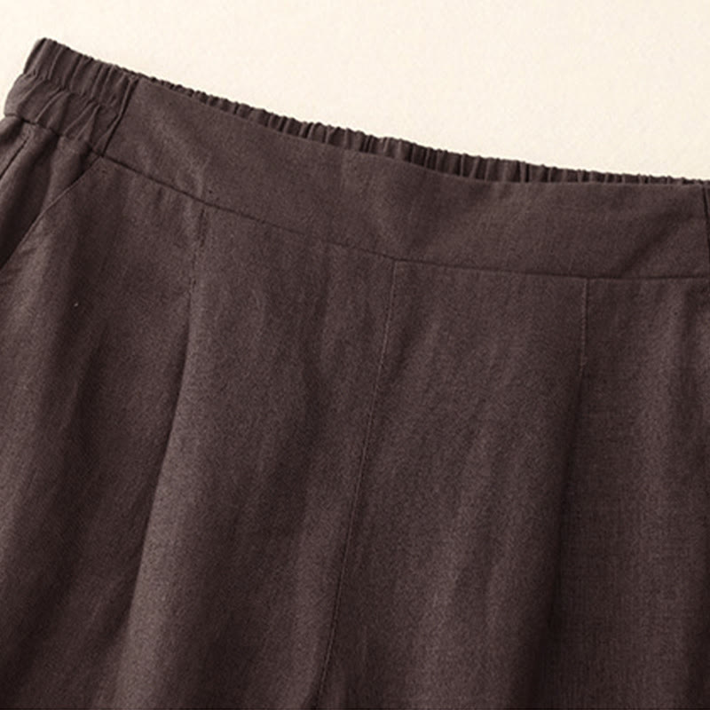 Pantalones de algodón Buddha Stones para mujer, lisos, de primavera, de largo 7-8, con bolsillos - image 1