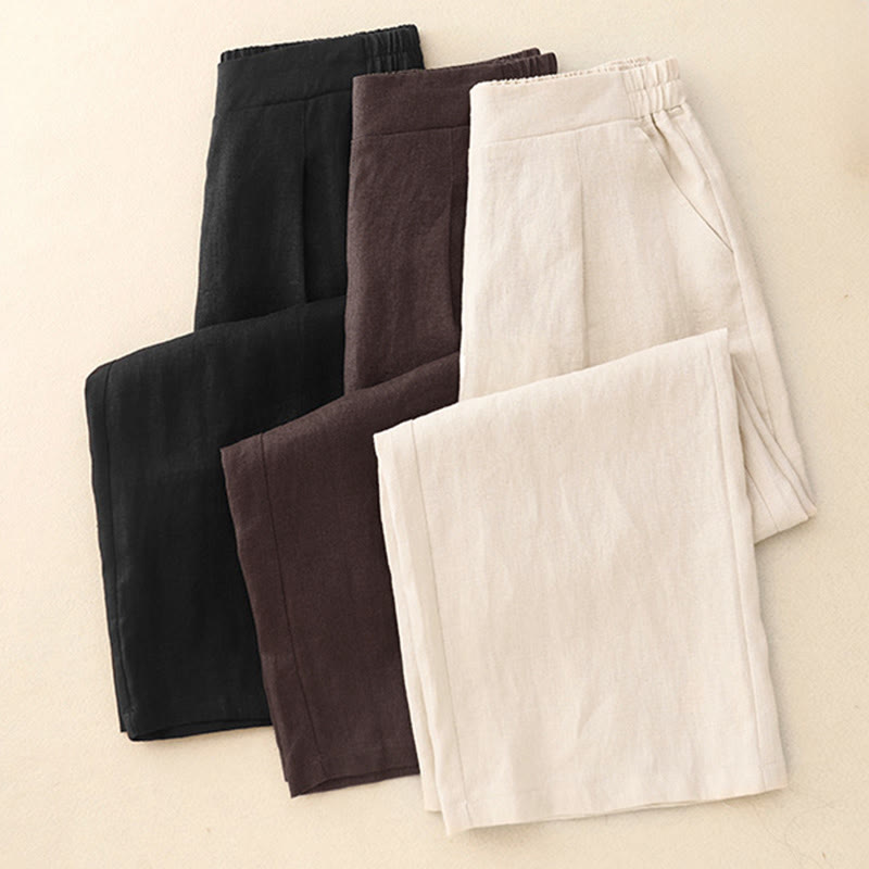 Pantalones de algodón Buddha Stones para mujer, lisos, de primavera, de largo 7-8, con bolsillos - image 21