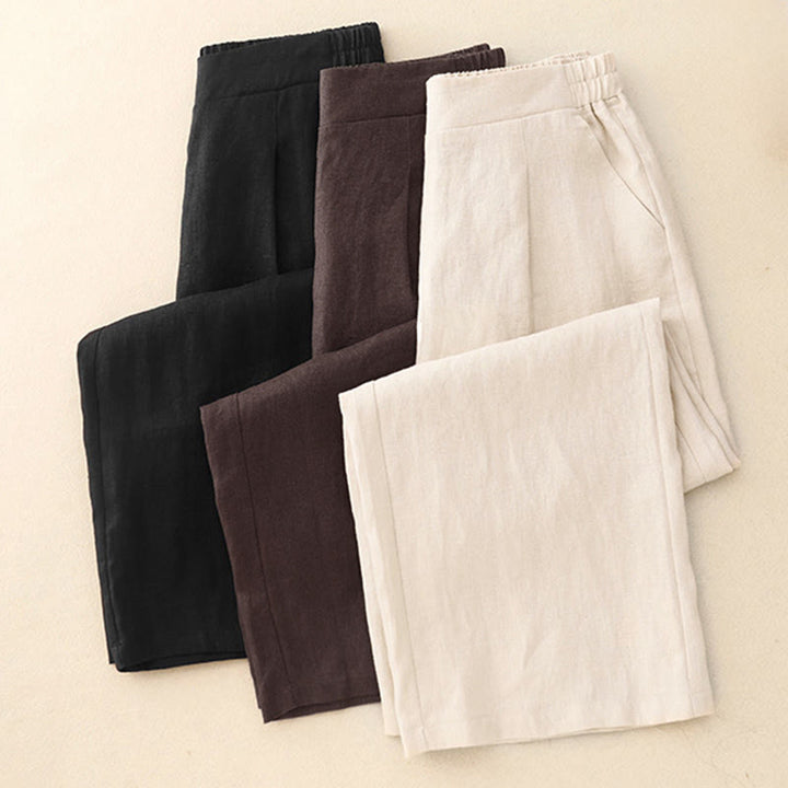 Pantalones de algodón Buddha Stones para mujer, lisos, de primavera, de largo 7-8, con bolsillos - image 21