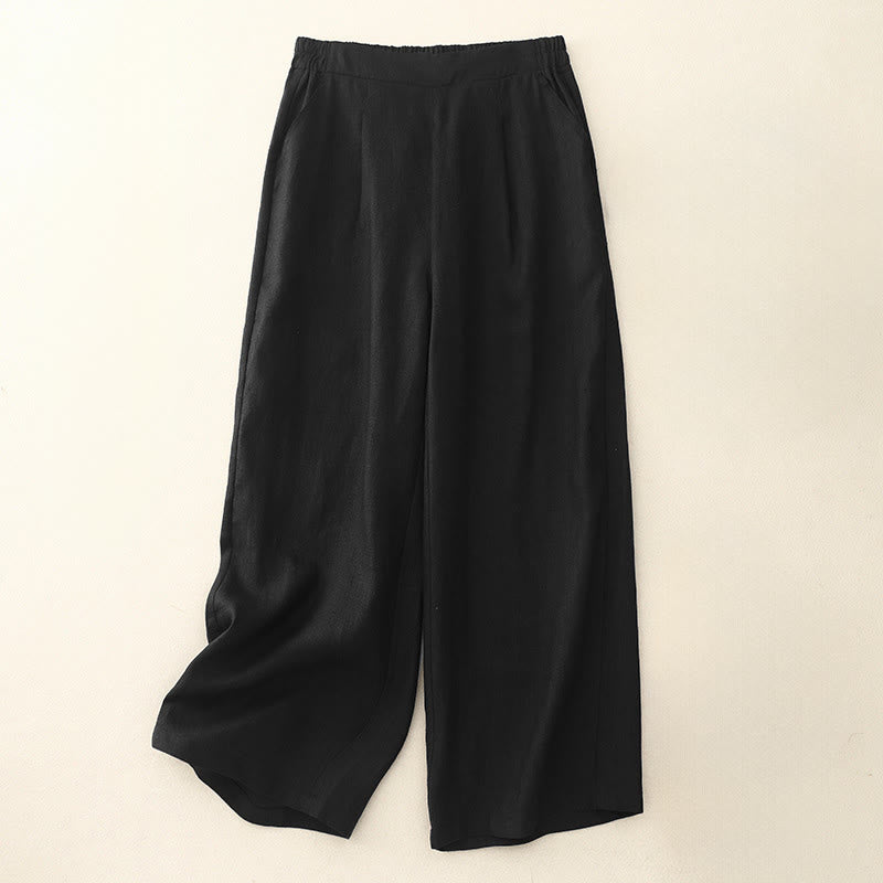 Pantalones de algodón Buddha Stones para mujer, lisos, de primavera, de largo 7-8, con bolsillos - Negro - US12, UK/AU16, EU44 (2XL) - image 6