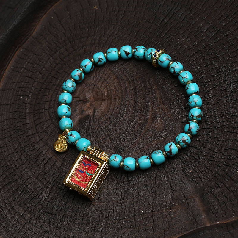 Pulsera de protección con amuleto Gau Thangka de Buddha Stones y turquesa con carácter Fu - image 1