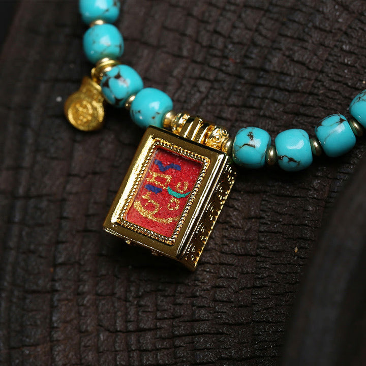 Pulsera de protección con amuleto Gau Thangka de Buddha Stones y turquesa con carácter Fu - image 4