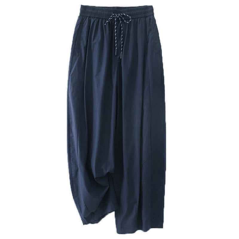 Pantalones harén para mujer con cintura alta, pliegues y bolsillos, con estampado de Buddha Stones - Azul medianoche - US8-10，UK/AU12-14，EU40-42 (2XL) - image 0