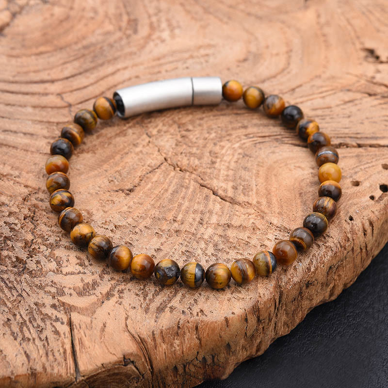 Buddha Stones Pulsera positiva de ojo de tigre con piedra brillante negra y turquesa - Ojo de tigre amarillo (circunferencia de la muñeca: 17-18 cm) - image 8
