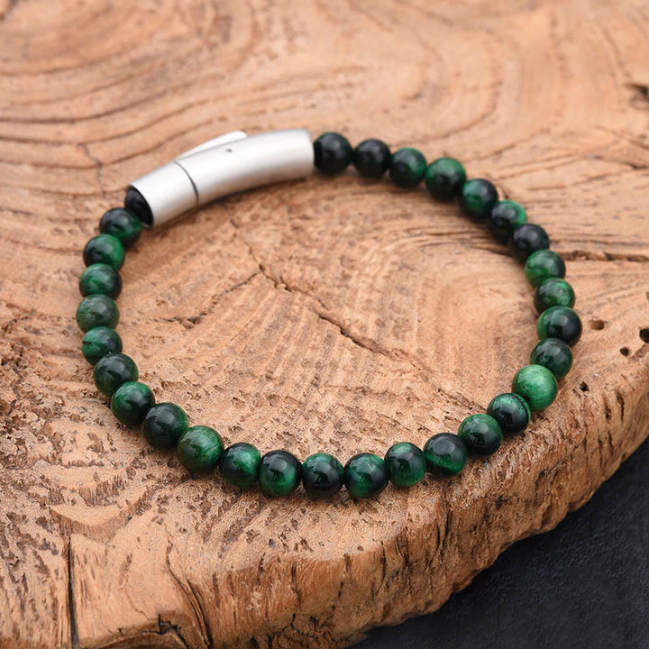 Buddha Stones Pulsera positiva de ojo de tigre con piedra brillante negra y turquesa - Turquesa (circunferencia de la muñeca: 17-18 cm) - image 2