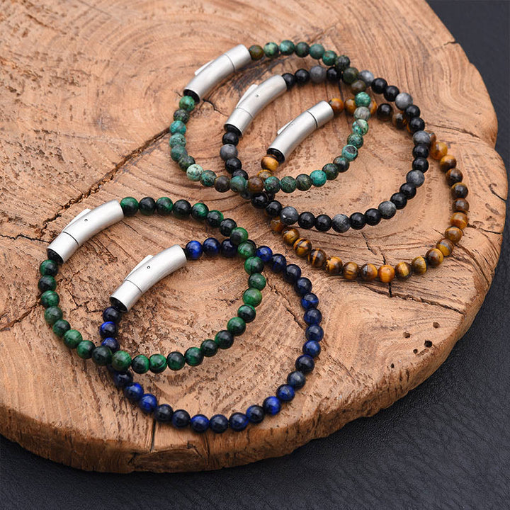 Buddha Stones Pulsera positiva de ojo de tigre con piedra brillante negra y turquesa - image 10