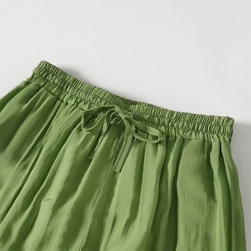 Pantalones de algodón con cordón ajustable y bolsillos hasta el tobillo para mujer, color verde verano Buddha Stones - image 3