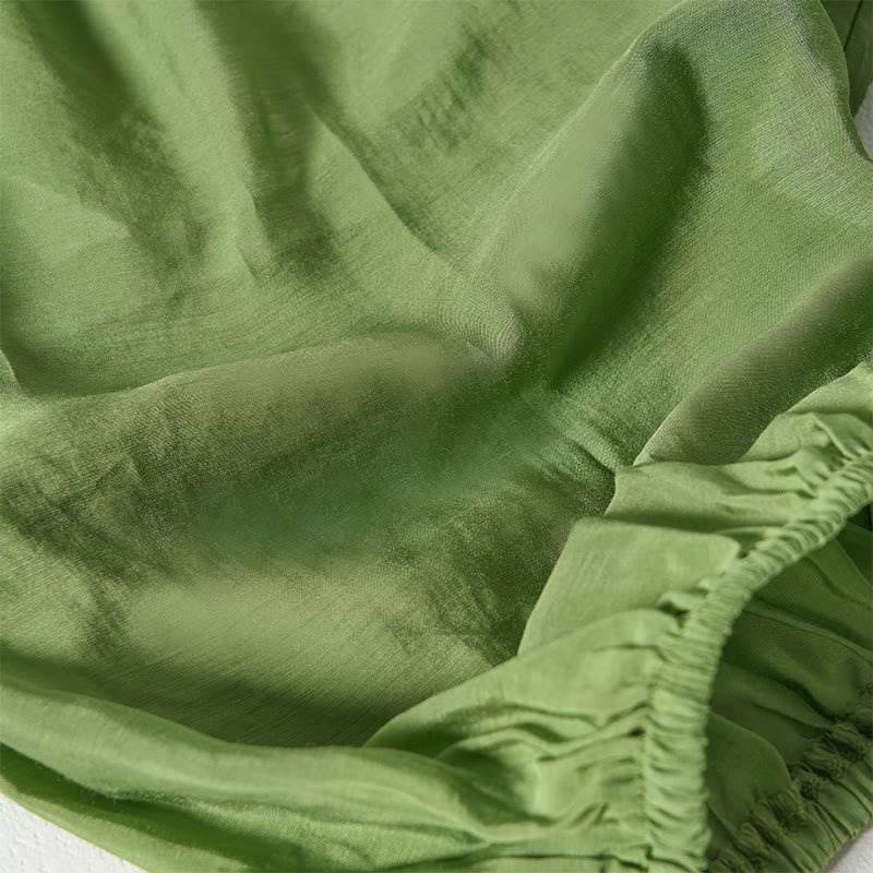 Pantalones de algodón con cordón ajustable y bolsillos hasta el tobillo para mujer, color verde verano Buddha Stones - image 6