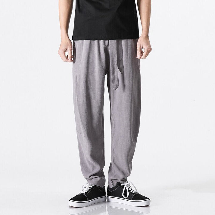 Pantalones harén de algodón con bolsillos para hombre, diseño sencillo y color liso , Buddha Stones Commute - Plata - US/UK/AU46, EU56 (5XL) - image 8