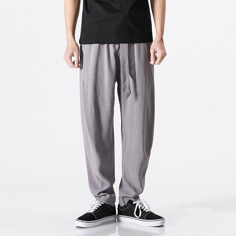 Pantalones harén de algodón con bolsillos para hombre, diseño sencillo y color liso , Buddha Stones Commute - Plata - US/UK/AU46, EU56 (5XL) - image 8