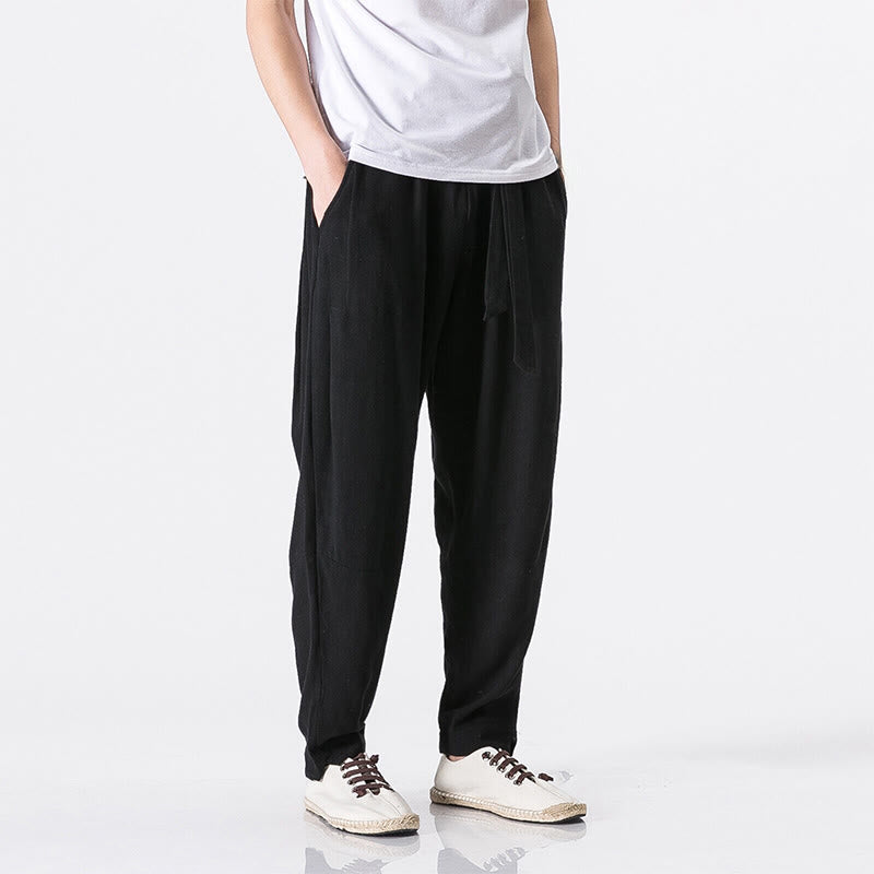 Pantalones harén de algodón con bolsillos para hombre, diseño sencillo y color liso , Buddha Stones Commute - image 4