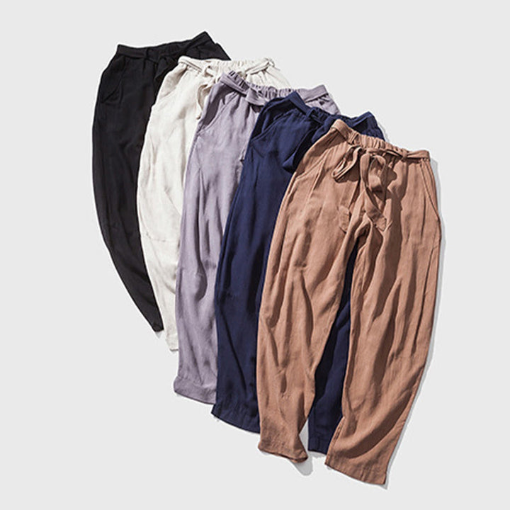 Pantalones harén de algodón con bolsillos para hombre, diseño sencillo y color liso , Buddha Stones Commute - image 11