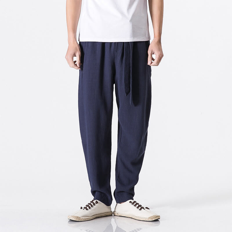 Pantalones harén de algodón con bolsillos para hombre, diseño sencillo y color liso , Buddha Stones Commute - Azul pizarra oscuro - US/UK/AU46, EU56 (5XL) - image 7