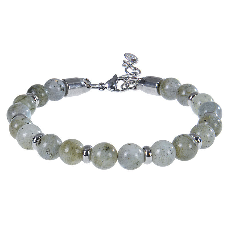 Pulsera protectora con varias cuentas de piedra natural de ojo de tigre y Buddha Stones - Piedra lunar (circunferencia de la muñeca: 17-20 cm) - image 6
