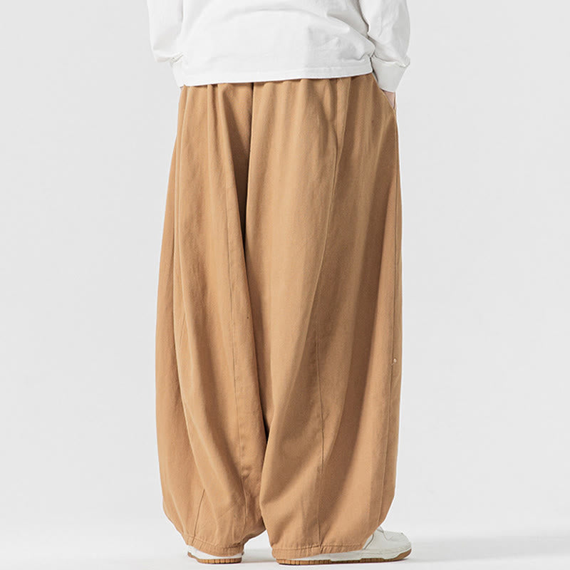 Pantalones de algodón de pierna ancha con bolsillos para hombre, diseño de cordón liso, estilo viajero invernal Buddha Stones - image 10