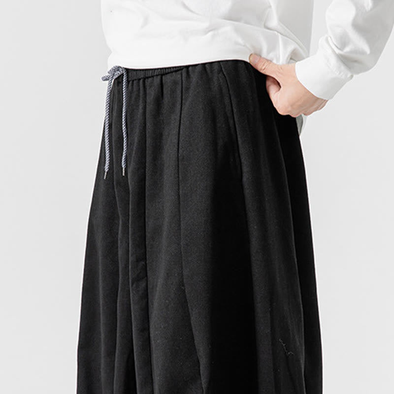 Pantalones de algodón de pierna ancha con bolsillos para hombre, diseño de cordón liso, estilo viajero invernal Buddha Stones - image 46