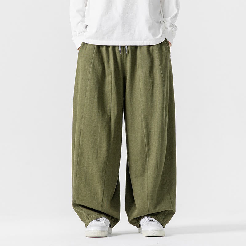 Pantalones de algodón de pierna ancha con bolsillos para hombre, diseño de cordón liso, estilo viajero invernal Buddha Stones - Verde oliva - US/UK/AU46, EU56 (5XL) - image 18