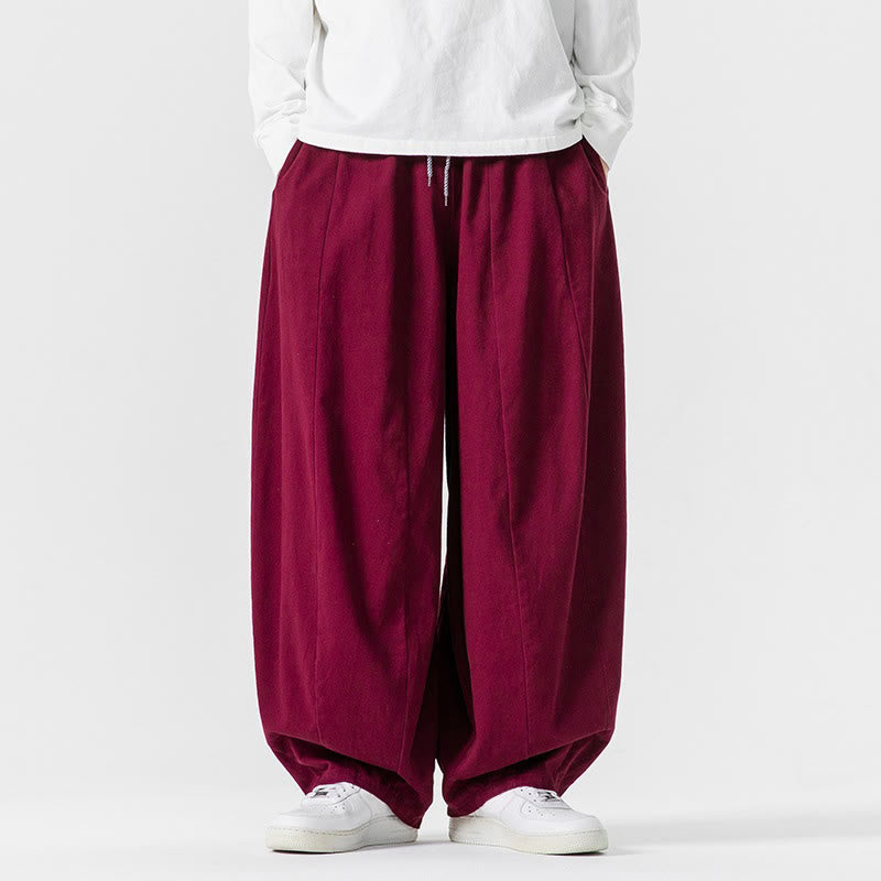 Pantalones de algodón de pierna ancha con bolsillos para hombre, diseño de cordón liso, estilo viajero invernal Buddha Stones - Ladrillo refractario - US/UK/AU46, EU56 (5XL) - image 31