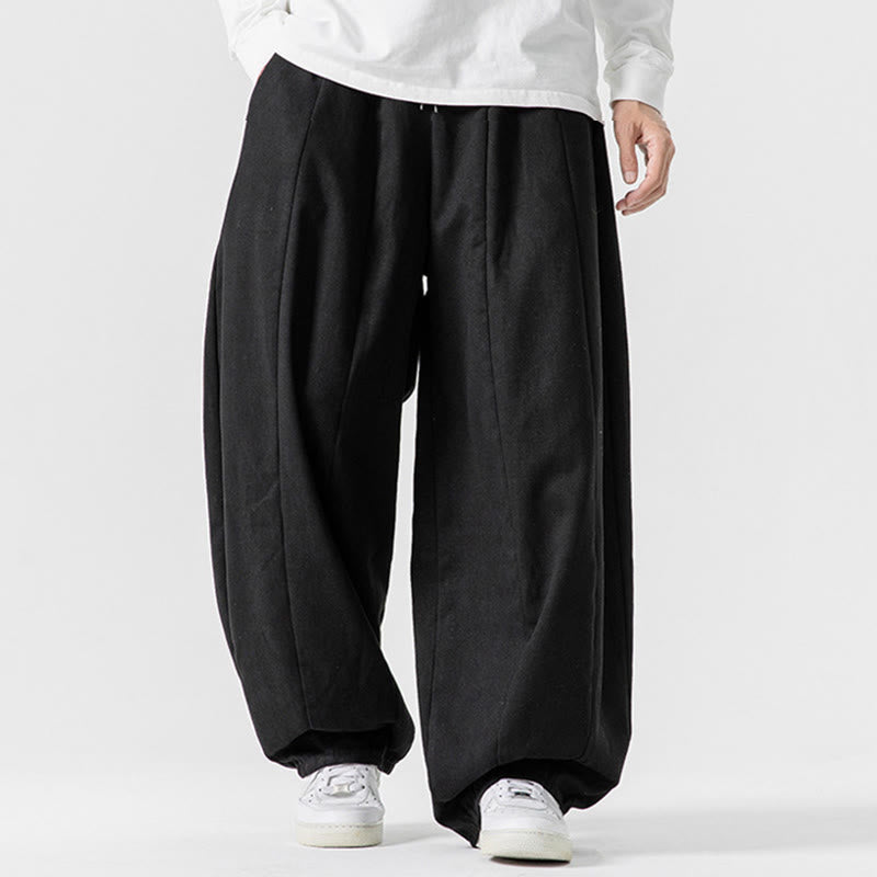 Pantalones de algodón de pierna ancha con bolsillos para hombre, diseño de cordón liso, estilo viajero invernal Buddha Stones - image 43