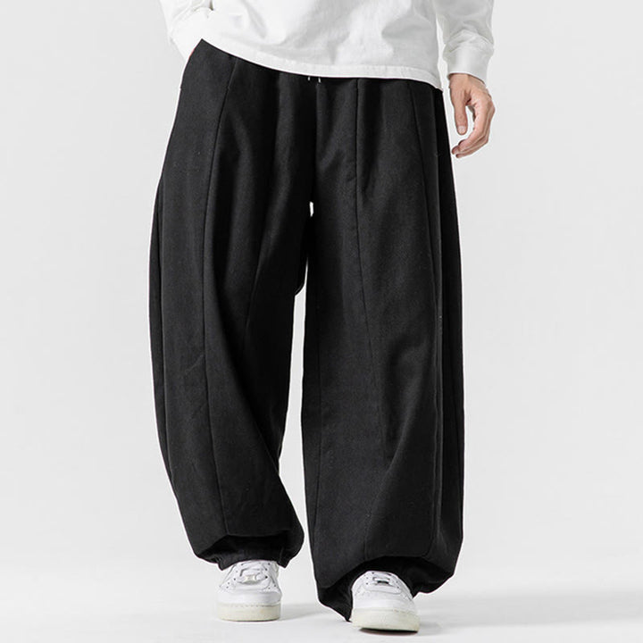 Pantalones de algodón de pierna ancha con bolsillos para hombre, diseño de cordón liso, estilo viajero invernal Buddha Stones - image 43