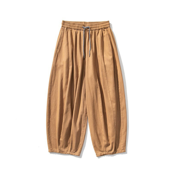 Pantalones de algodón de pierna ancha con bolsillos para hombre, diseño de cordón liso, estilo viajero invernal Buddha Stones - image 17