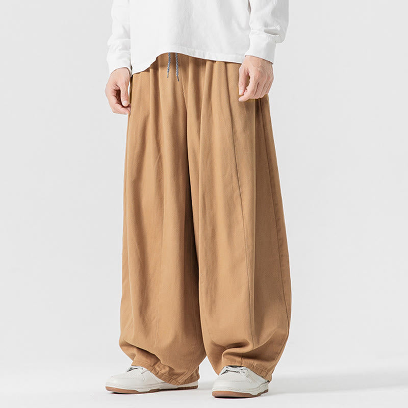 Pantalones de algodón de pierna ancha con bolsillos para hombre, diseño de cordón liso, estilo viajero invernal Buddha Stones - image 11