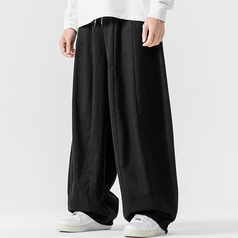 Pantalones de algodón de pierna ancha con bolsillos para hombre, diseño de cordón liso, estilo viajero invernal Buddha Stones - image 41