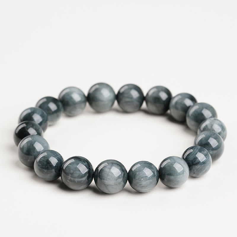 Pulsera de cuentas de piedra ojo de águila con Buddha Stones y calma positiva - Piedra de ojo de águila de grado 5A - 16-16,8 mm - image 10