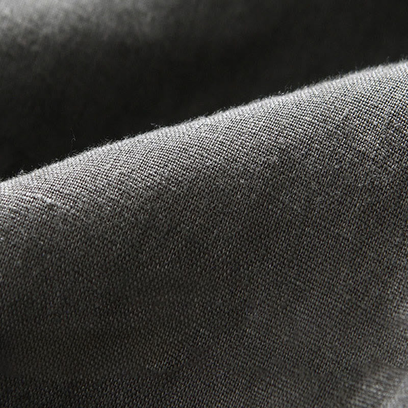 Camisa de lino para hombre con cuello alto, manga tres cuartos y bolsillos, color liso, con botones y estampado de Buddha Stones Fall - image 9