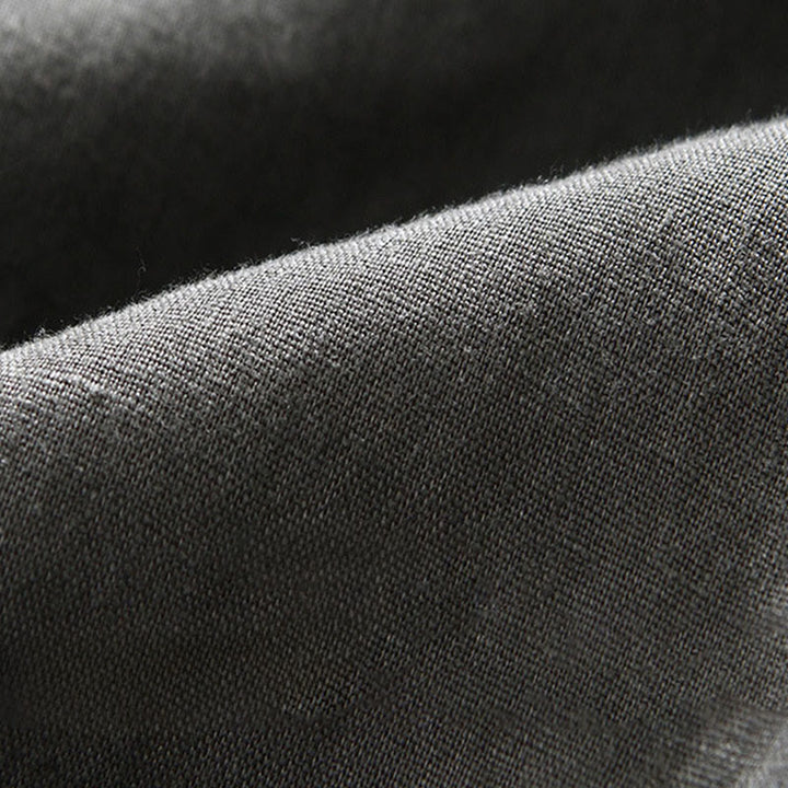 Camisa de lino para hombre con cuello alto, manga tres cuartos y bolsillos, color liso, con botones y estampado de Buddha Stones Fall - image 9