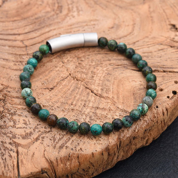 Buddha Stones Pulsera positiva de ojo de tigre con piedra brillante negra y turquesa - Ojo de tigre verde (circunferencia de la muñeca: 17-18 cm) - image 6
