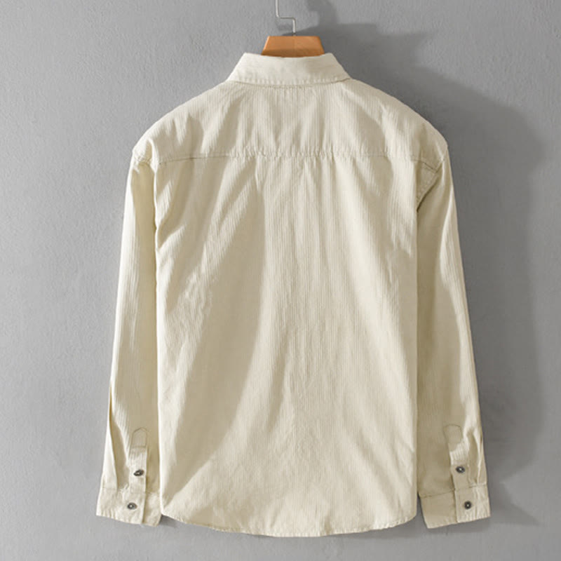 Camisa de algodón de manga larga para hombre con cuello alto, botones y bolsillos decorativos con diseño de rombos y triángulos otoñales y Buddha Stones - image 7