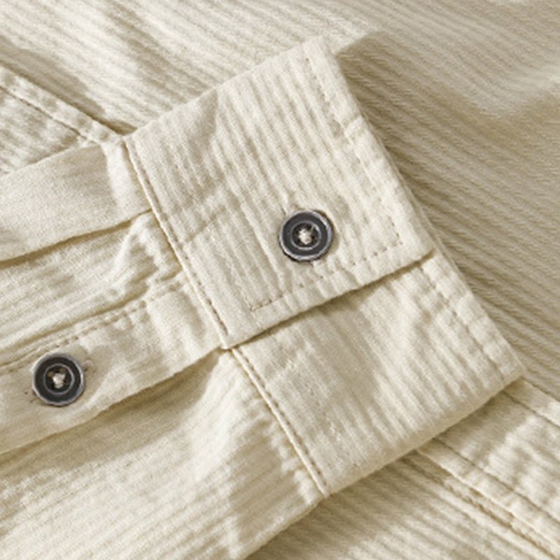 Camisa de algodón de manga larga para hombre con cuello alto, botones y bolsillos decorativos con diseño de rombos y triángulos otoñales y Buddha Stones - image 12