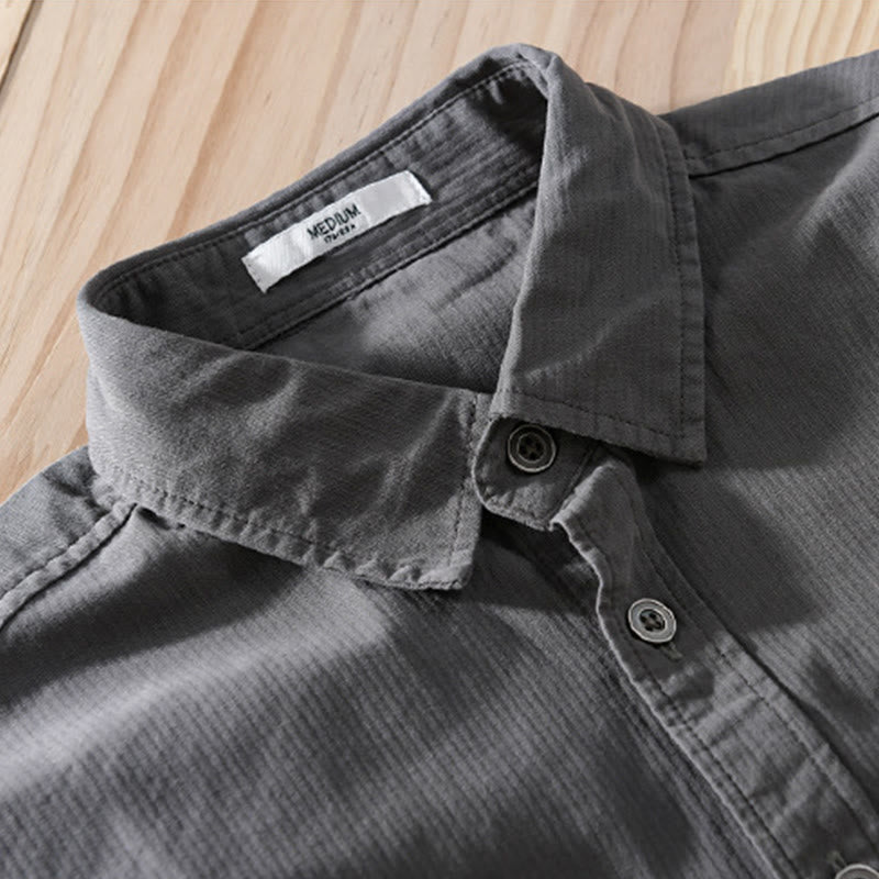 Camisa de algodón de manga larga para hombre con cuello alto, botones y bolsillos decorativos con diseño de rombos y triángulos otoñales y Buddha Stones - image 1