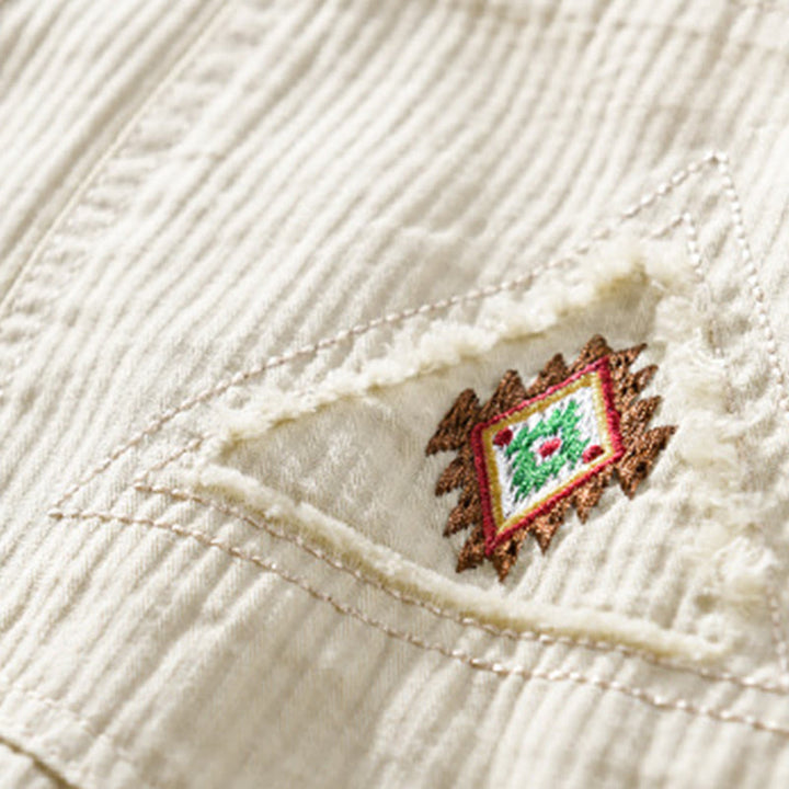 Camisa de algodón de manga larga para hombre con cuello alto, botones y bolsillos decorativos con diseño de rombos y triángulos otoñales y Buddha Stones - image 11