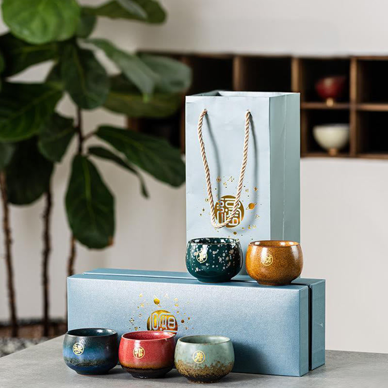 Taza de té de cerámica con personajes Fu pintados a mano de Buddha Stones y Kung Fu, con caja de regalo - image 11